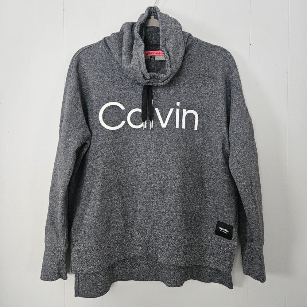 Calvin Klein Pullover Sweater Women Medium Performance Sweatshirt Cowl Neck Logo